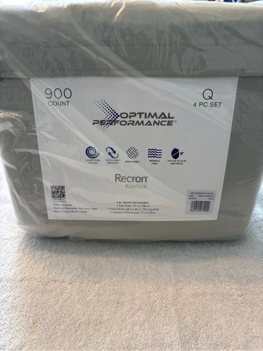 900-Count Queen Sheet Set in White - 4 Piece